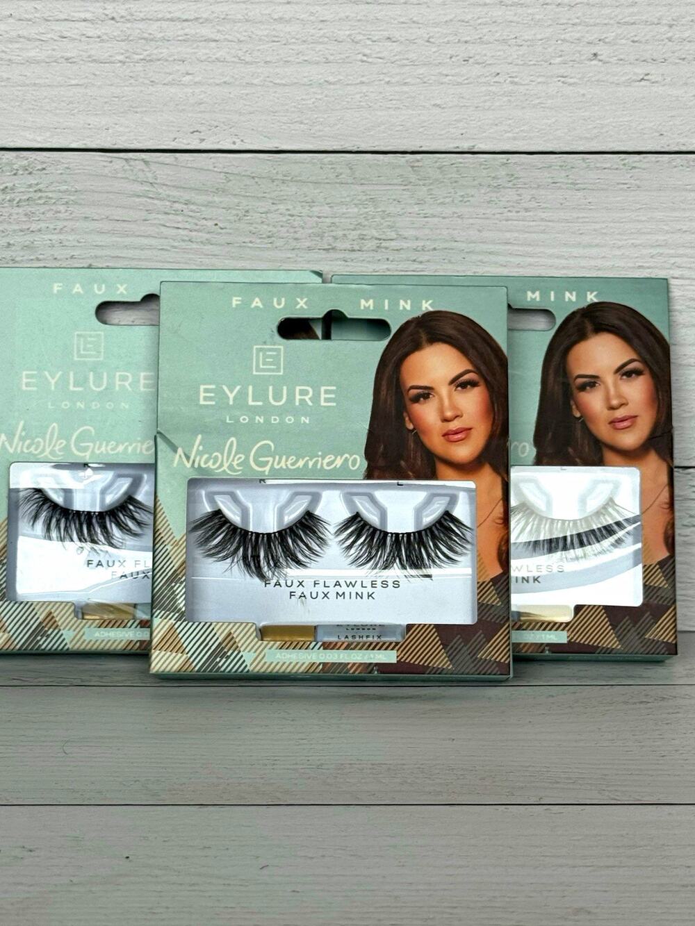 Eylure Nicole Guerriero Faux Flawless Faux Mink Lashes + Glue 0.03 fl oz 3 pack